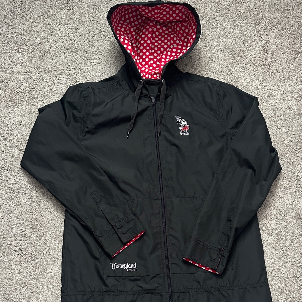 Disney Black Rain Jacket with Minnie Mouse and Red Polka Dots